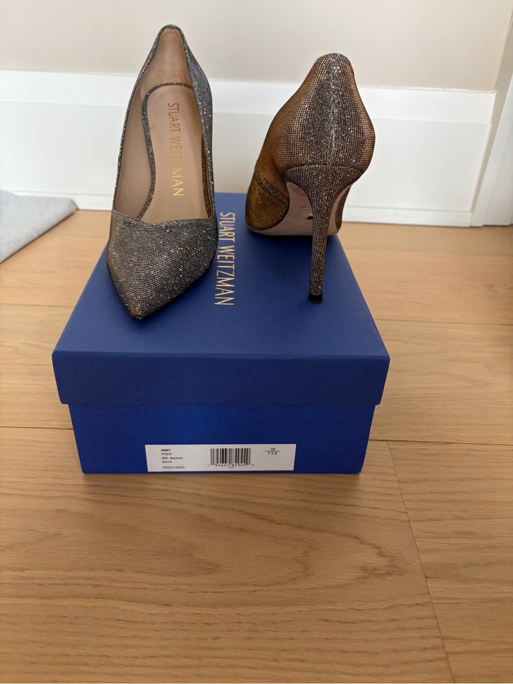 Stuart Weitzman Glitter Pointed-Toe Pumps - Bronze/Silver